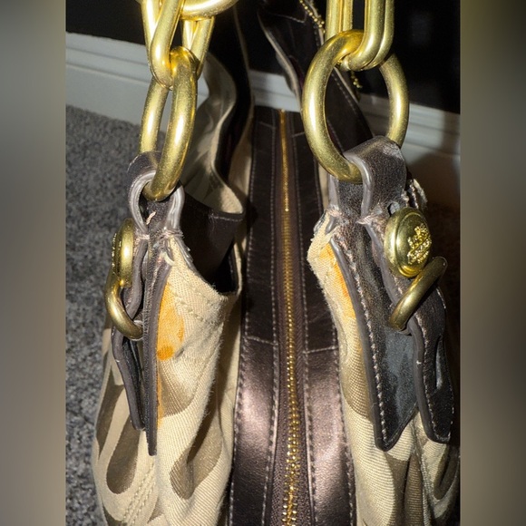 Coach tan monogram logo sateen carryall shoulder bag - Picture 7 of 13